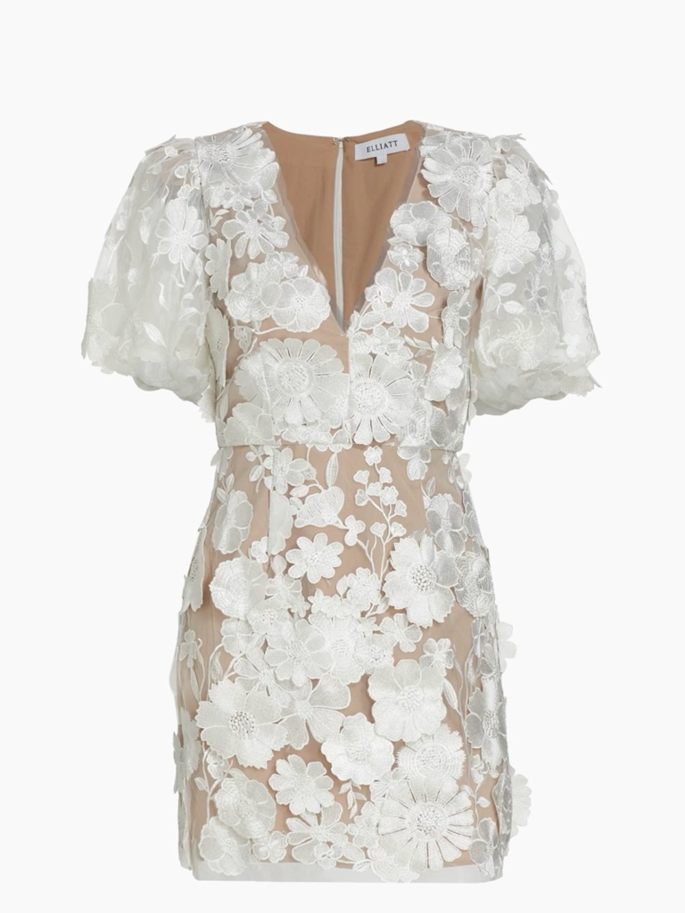 elliatt zayla white 3d floral lace embellished mini bridal dress size XL NEW